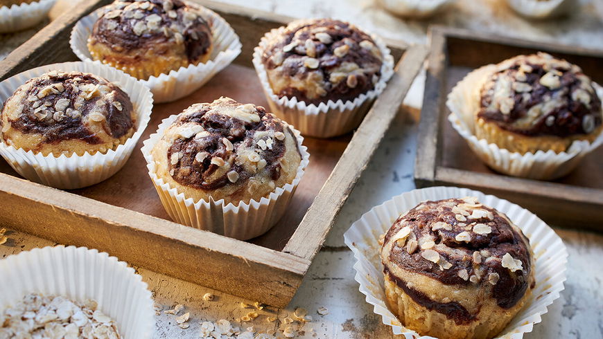 Haferflocken-Rezept: Vegane Marmor-Muffins mit Banane