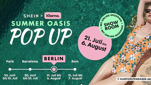 Showroom Konzepte: Fast-Fashion-Onlinehändler Shein und Klarna eröffnen Pop-Up-Store in Berlin