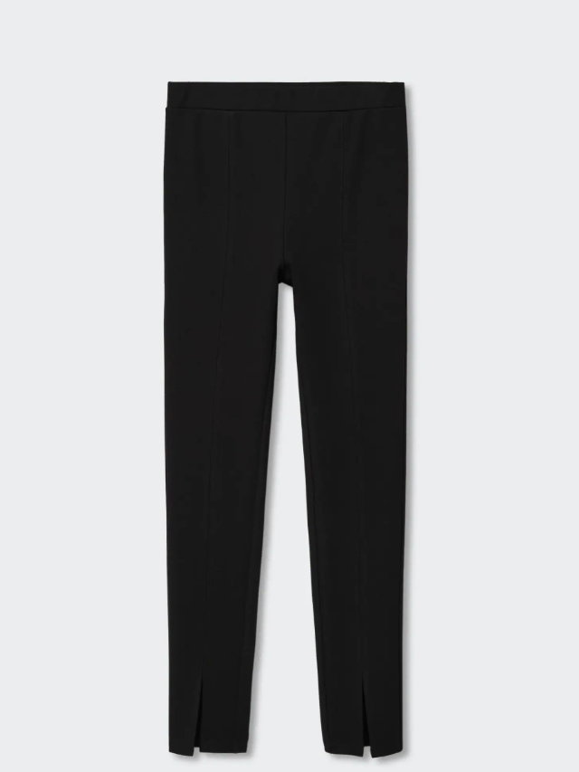 Schwarze Leggings mit Schlitz von Mango