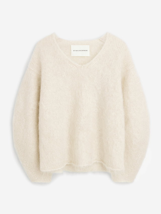 Flauschiger Pullover in Cremeweiß