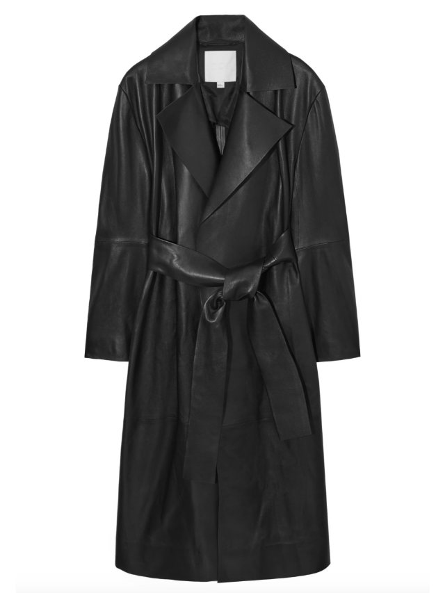 Schwarzer Leder-Trenchcoat von Cos