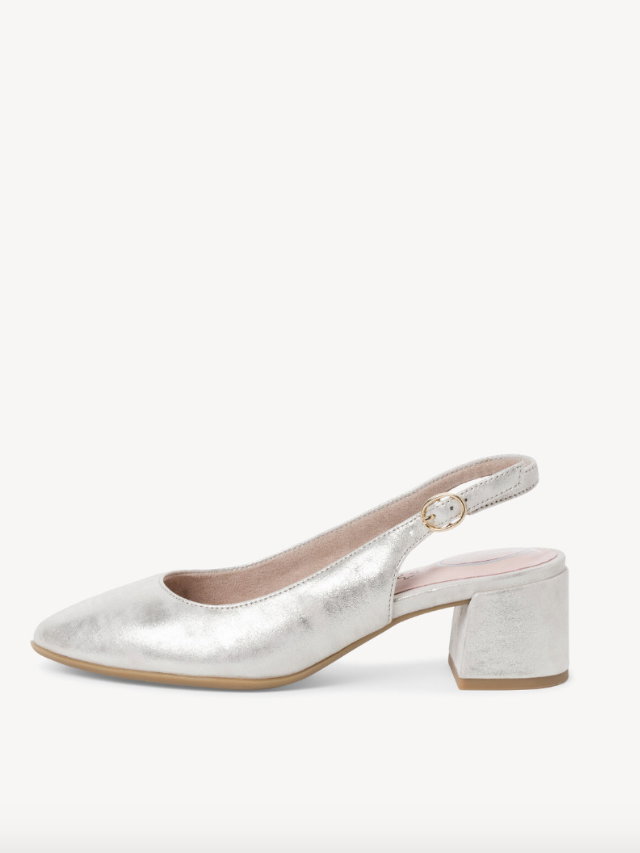 Silberfarbene Slingback-Pumps
