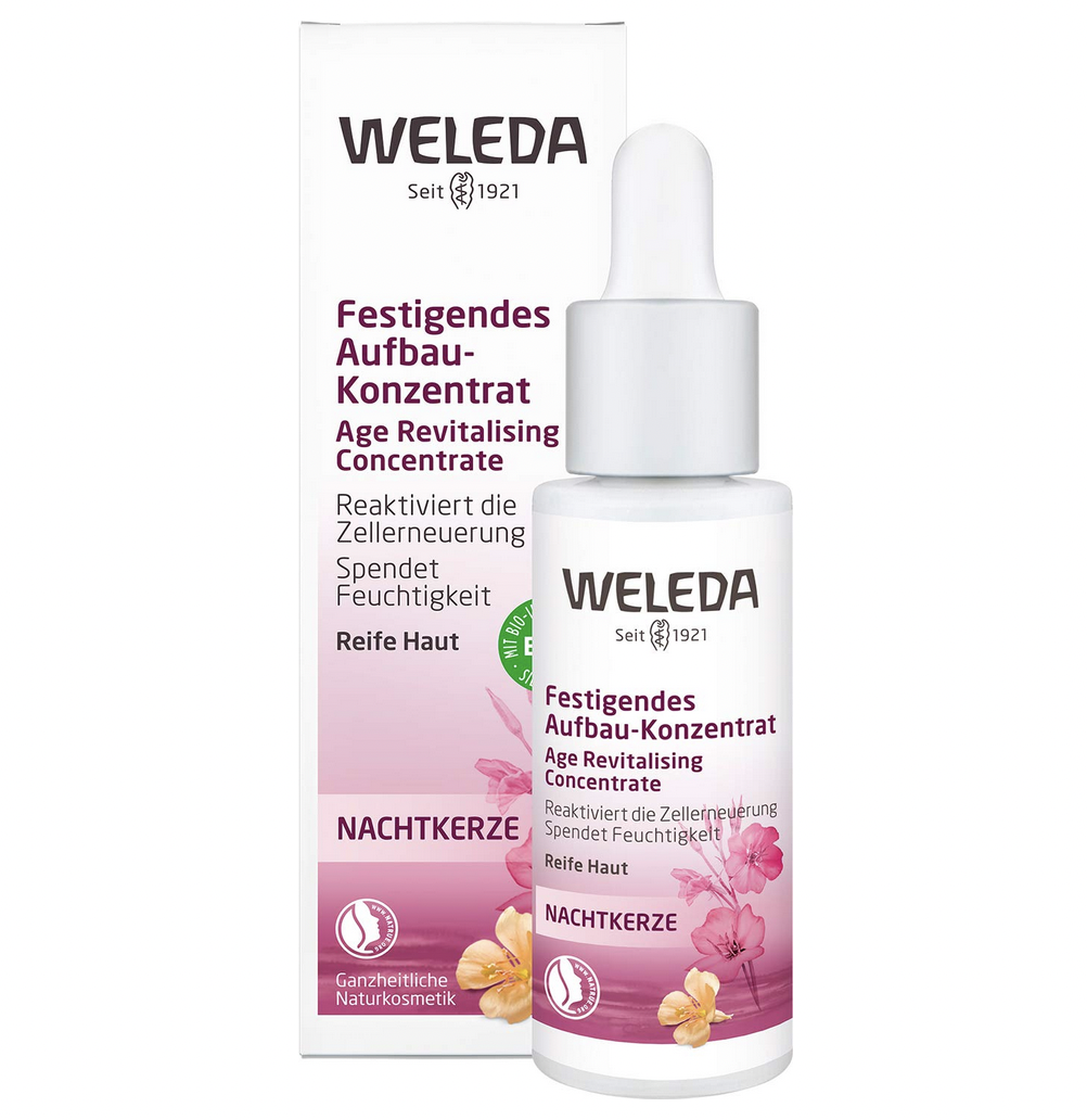 WELEDA Bio Nachtkerze Festigendes Aufbau-Konzentrat - strukturierendes Naturkosmetik Feuchtigkeits Serum, reaktiviert die Zellerneuerung, Intensiv-Pflege zur Minderung von Falten