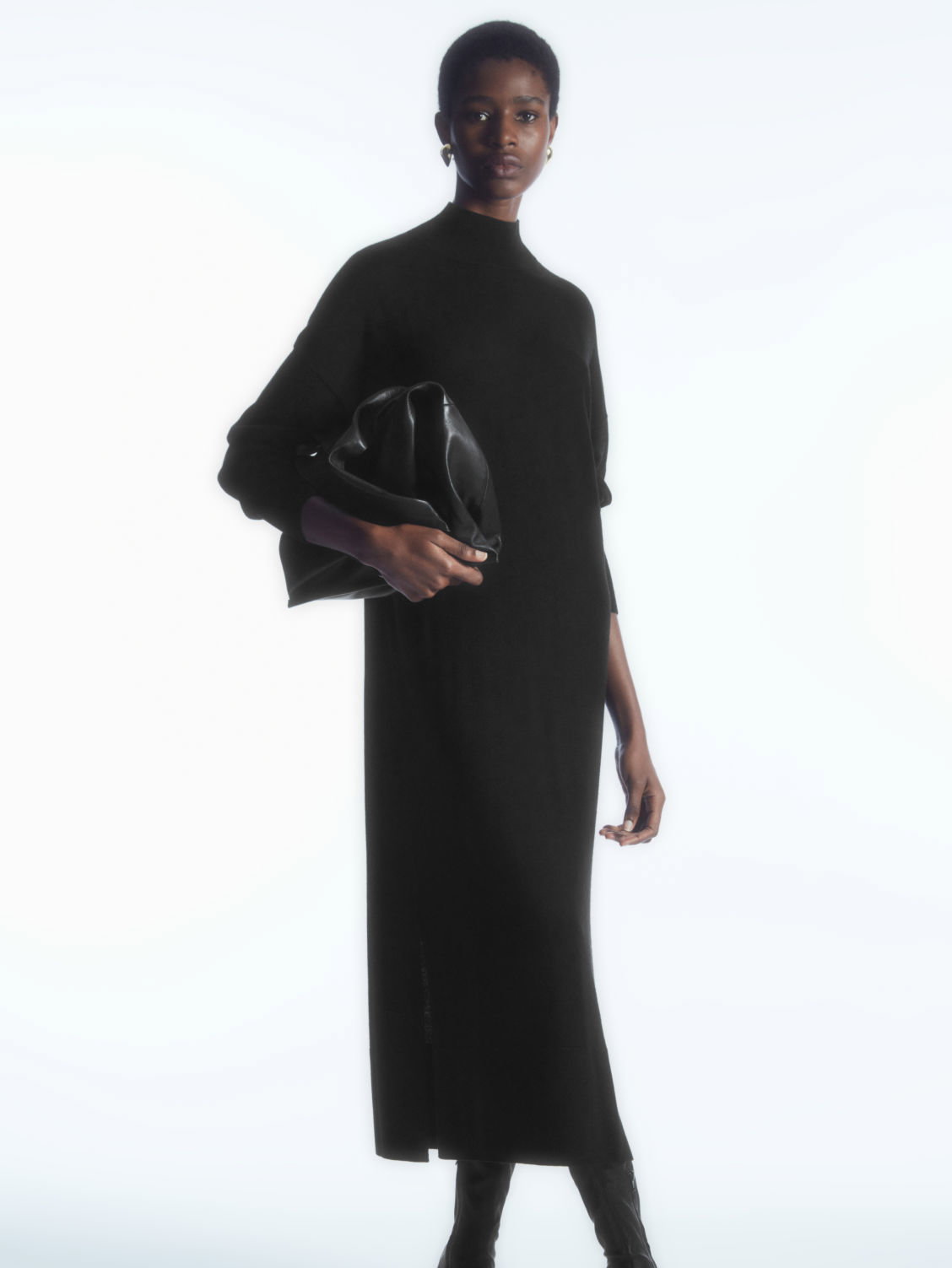 Rollkragen Maxi-Kleid