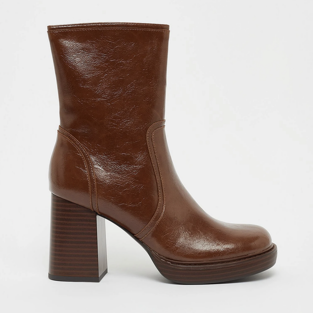 braune Stiefelette aus Kunstleder von Onygo mit Absatz