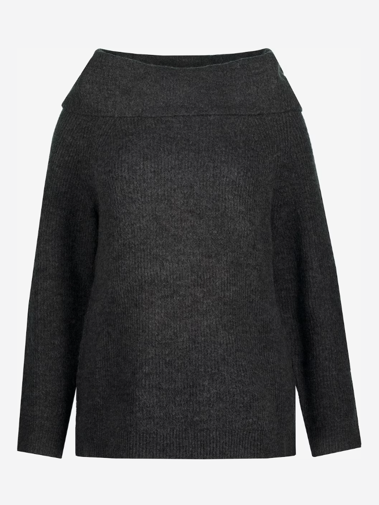 Grauer Off-Shoulder-Pullover