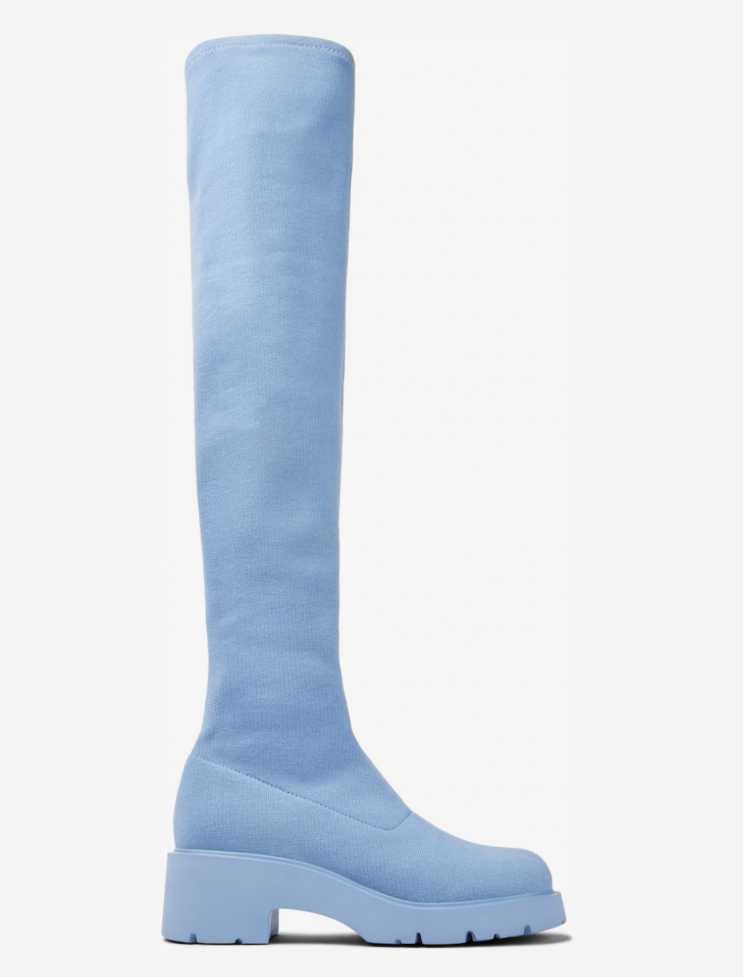 Hellblauer kniehoher Damenstiefel aus Recycling-PET Camper