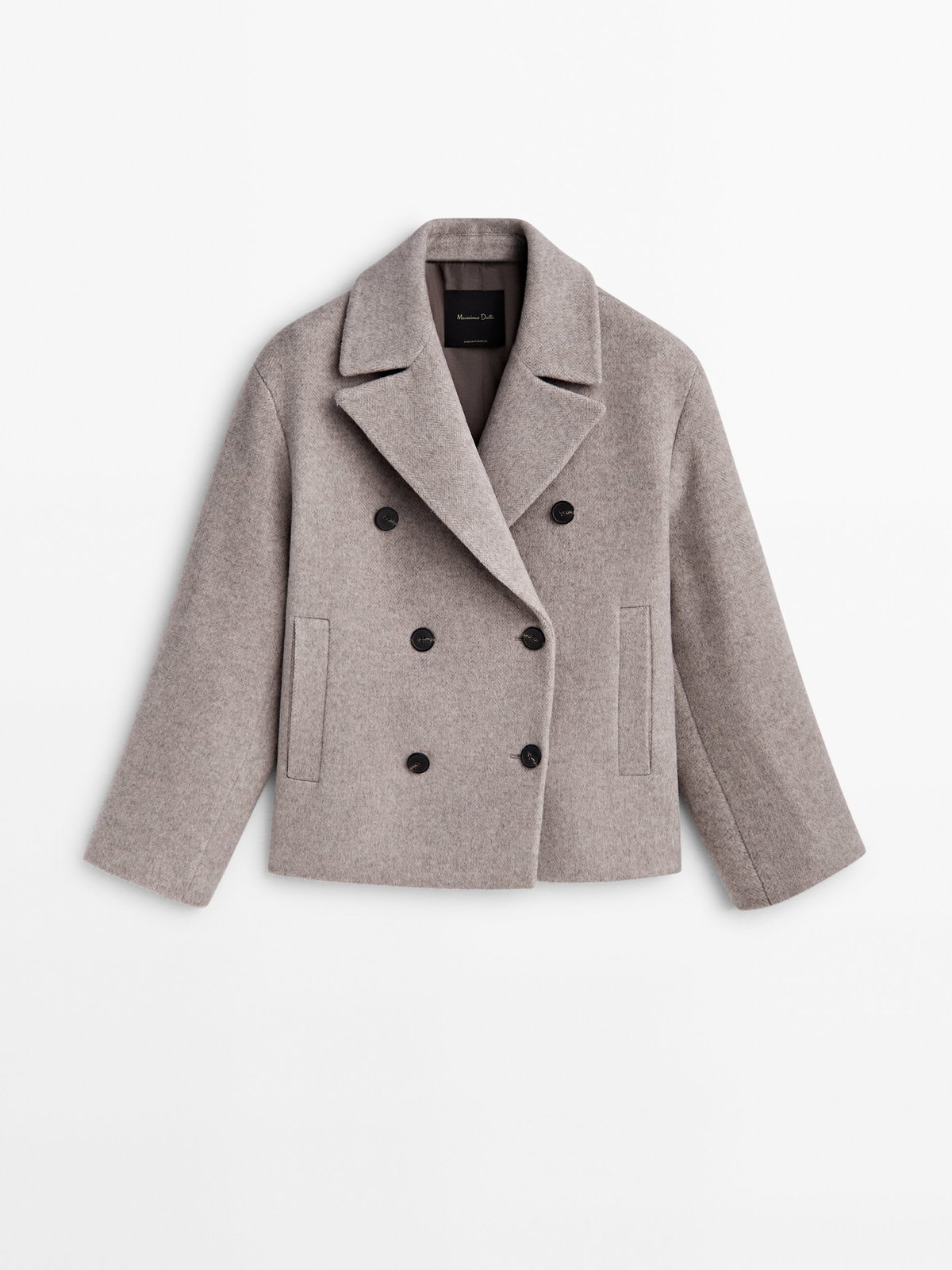 Jacke in 3/4-Länge aus grauem Serge massimo dutti