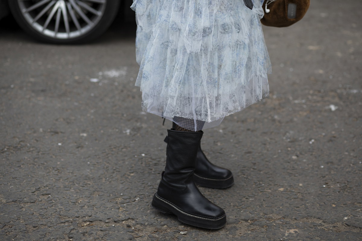 London Fashion Week Streetstyle schwarze Boots