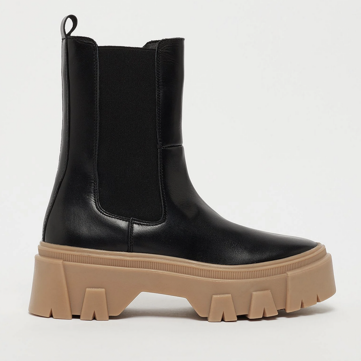 schwarze klobige Stiefel von Onygo Chelsea Boots mit brauner Sohle