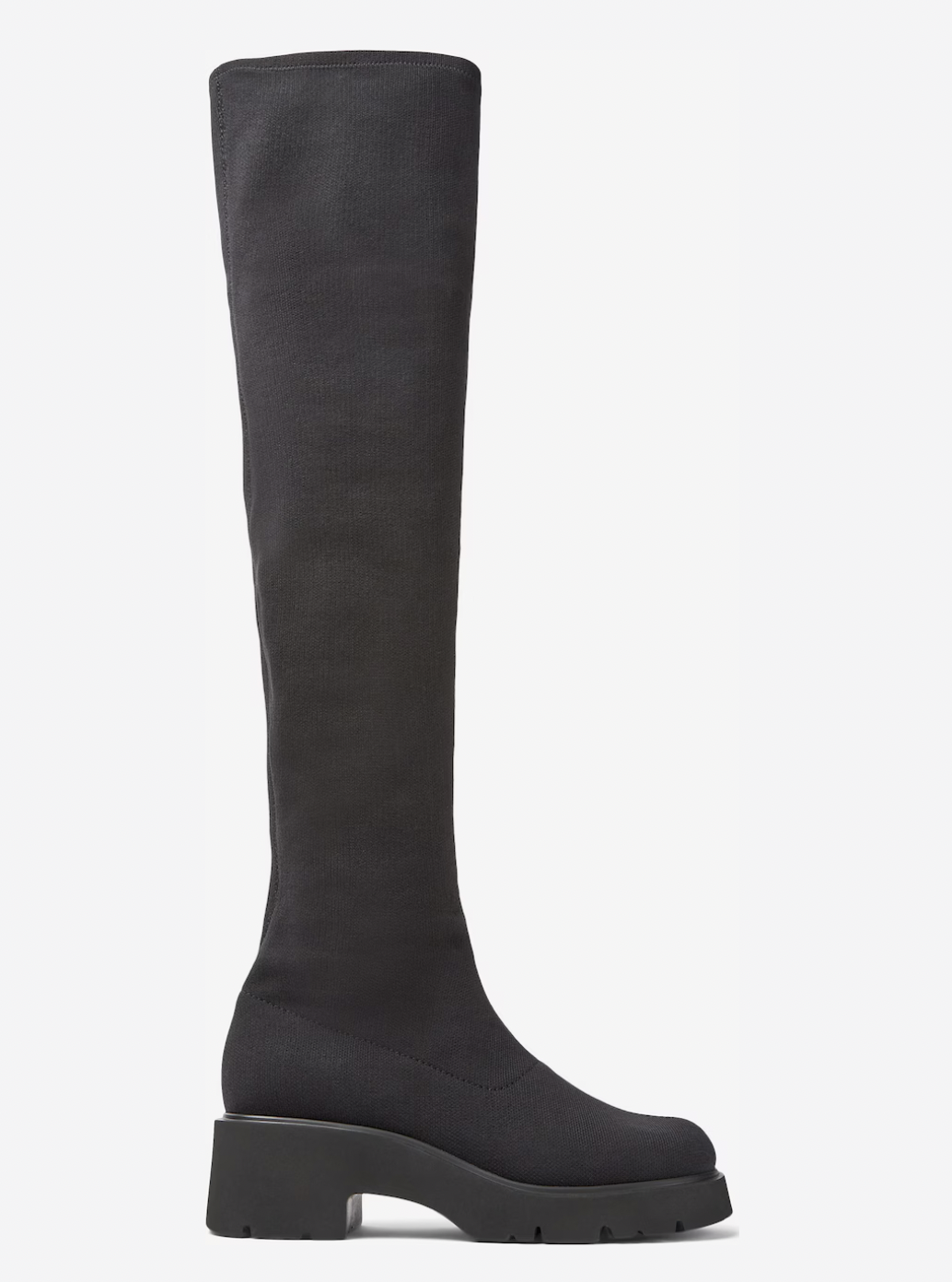 Schwarzer kniehoher Damenstiefel aus Recycling-PET Camper