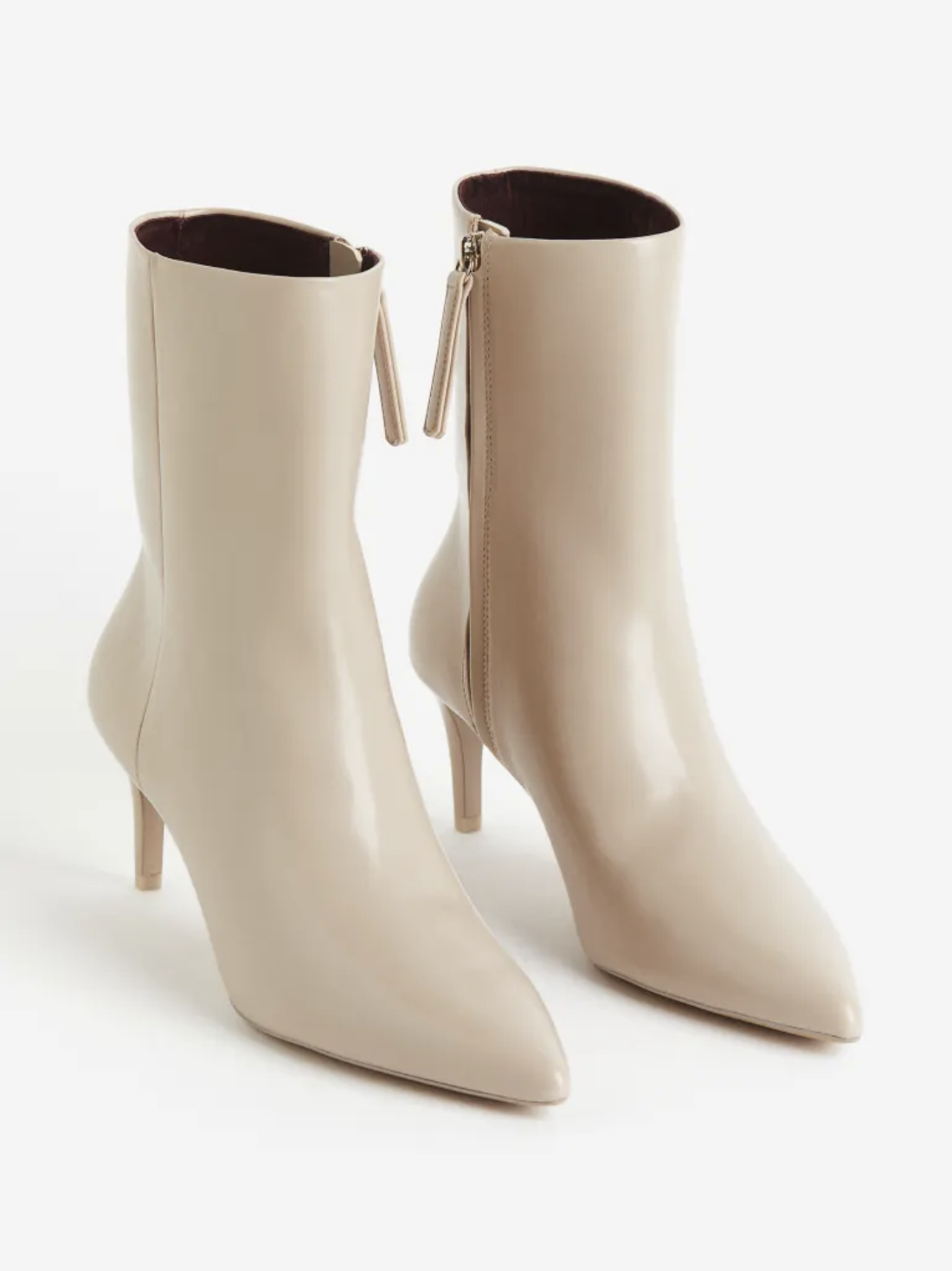 Beige Stiefeletten mit Absatz