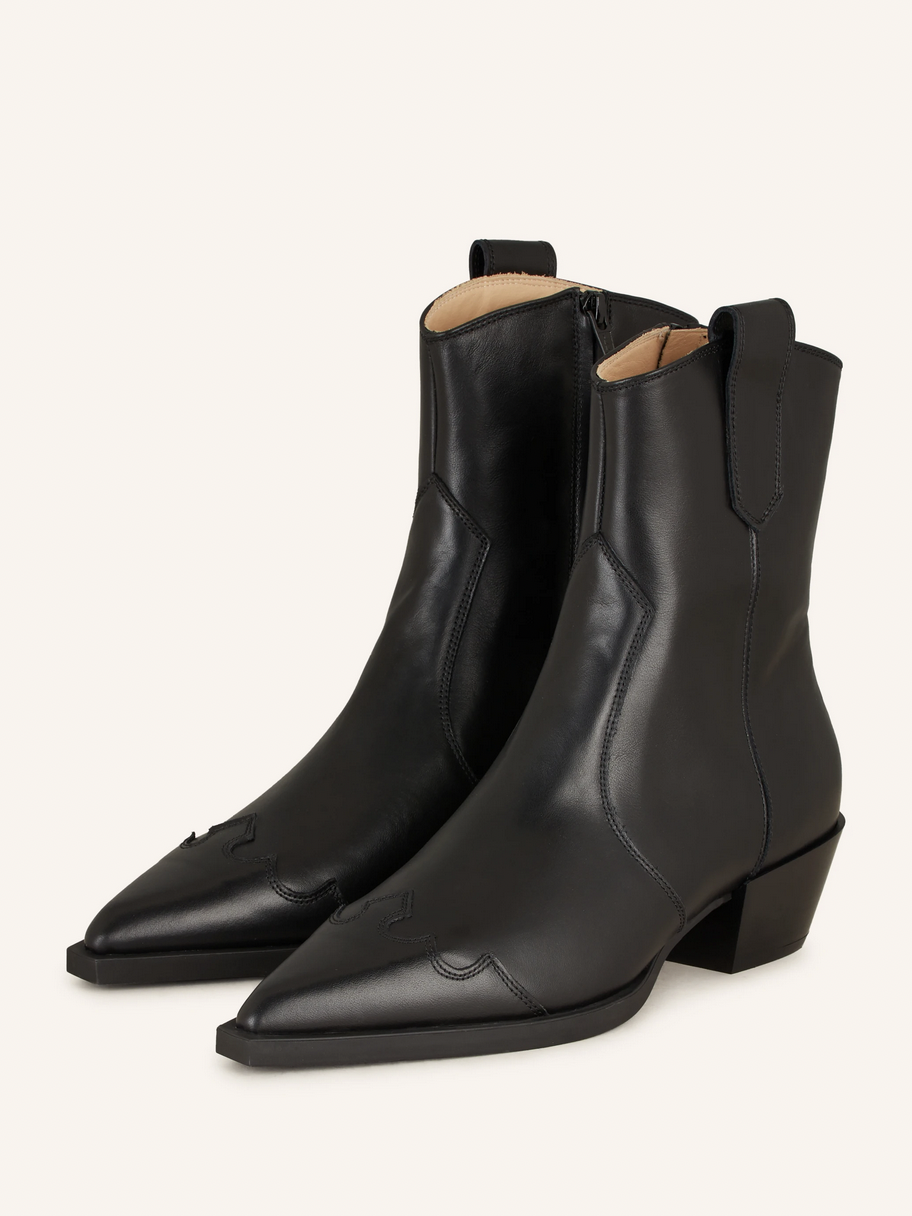 Cowboy Stiefeletten von Copenhagen in Schwarz aus Leder Ankle Boot