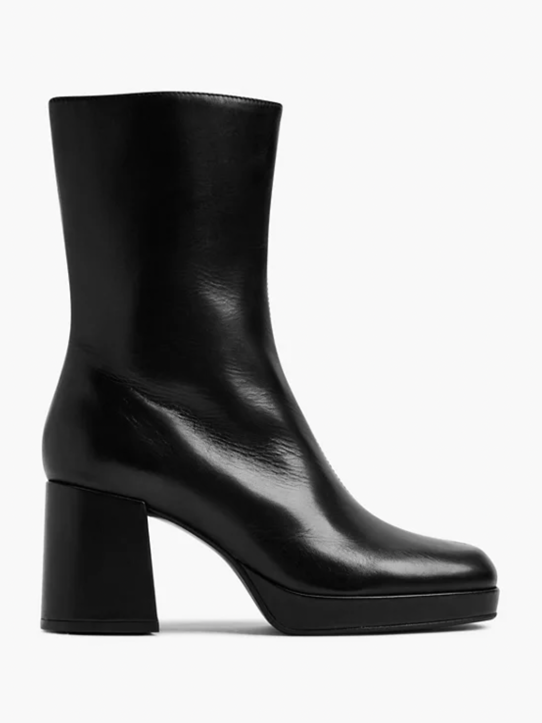 Deichmann schwarze Stiefelette mit Blockabsabsatz und Plateauabsatz