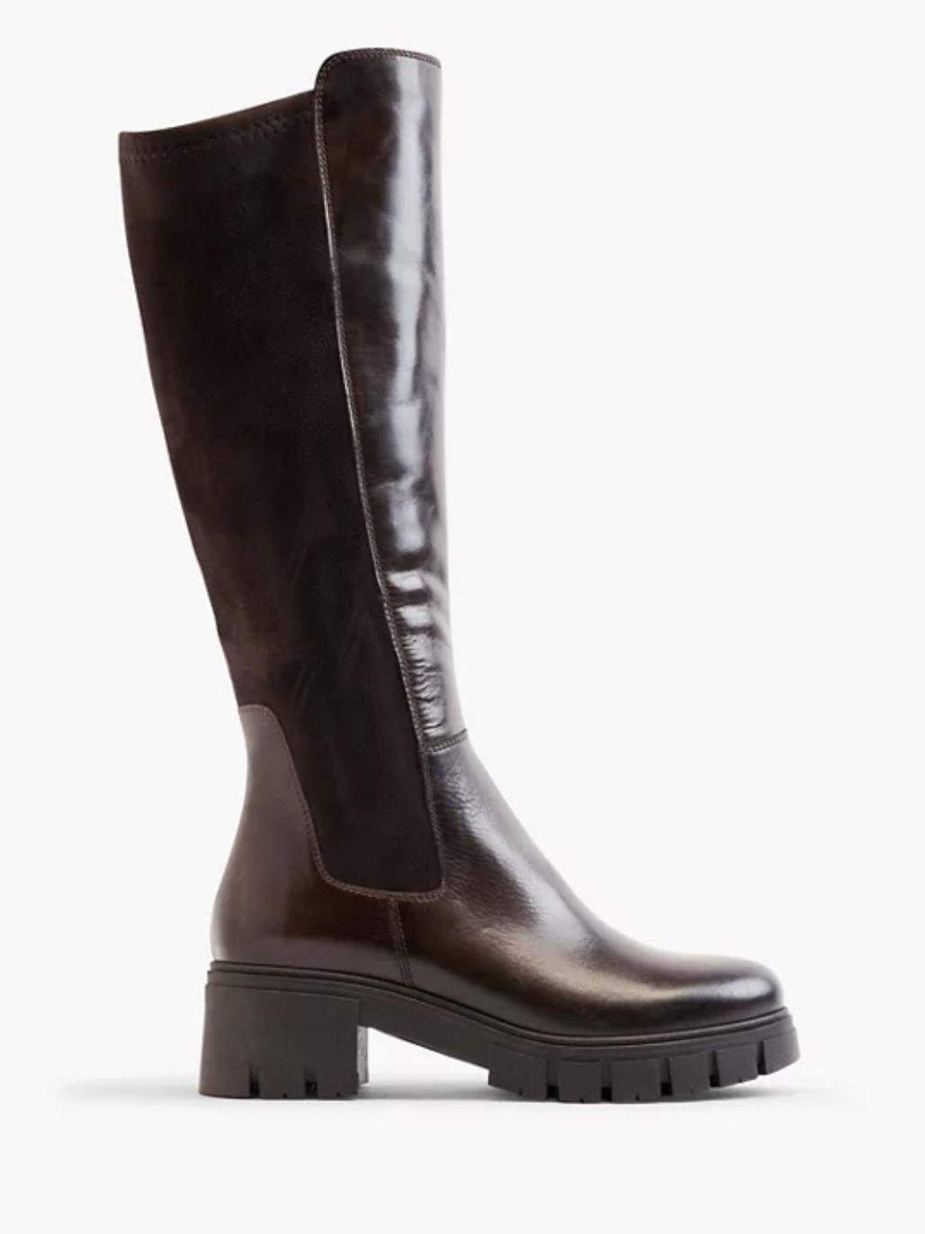 dunkelbrauner Reitstiefel mit Blockabsatz von Deichmann