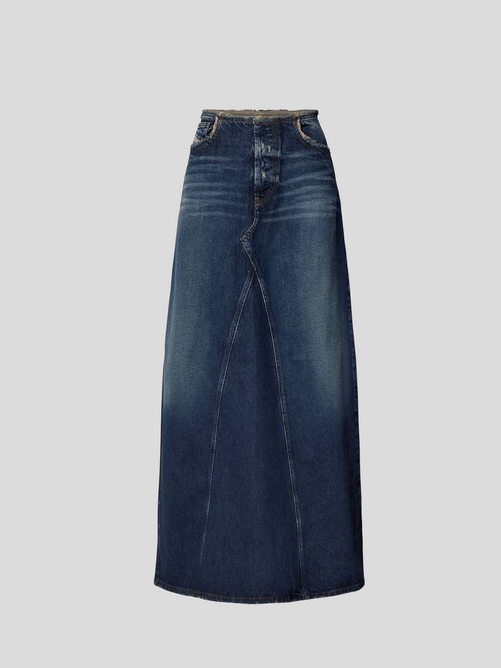 Jeansrock von Diesel in Dunkelblau aus reiner Baumwolle und mit Maxilänge