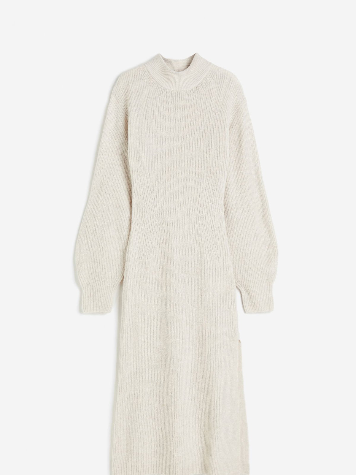 Strickkleid mit Ballonärmeln in Greige von H&M