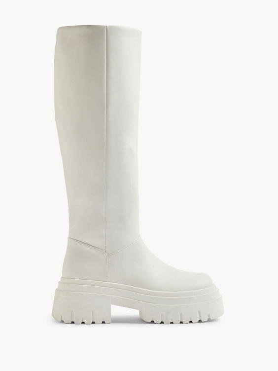 Weiße Chunky Stiefel von Deichmann mit klobiger Sohle
