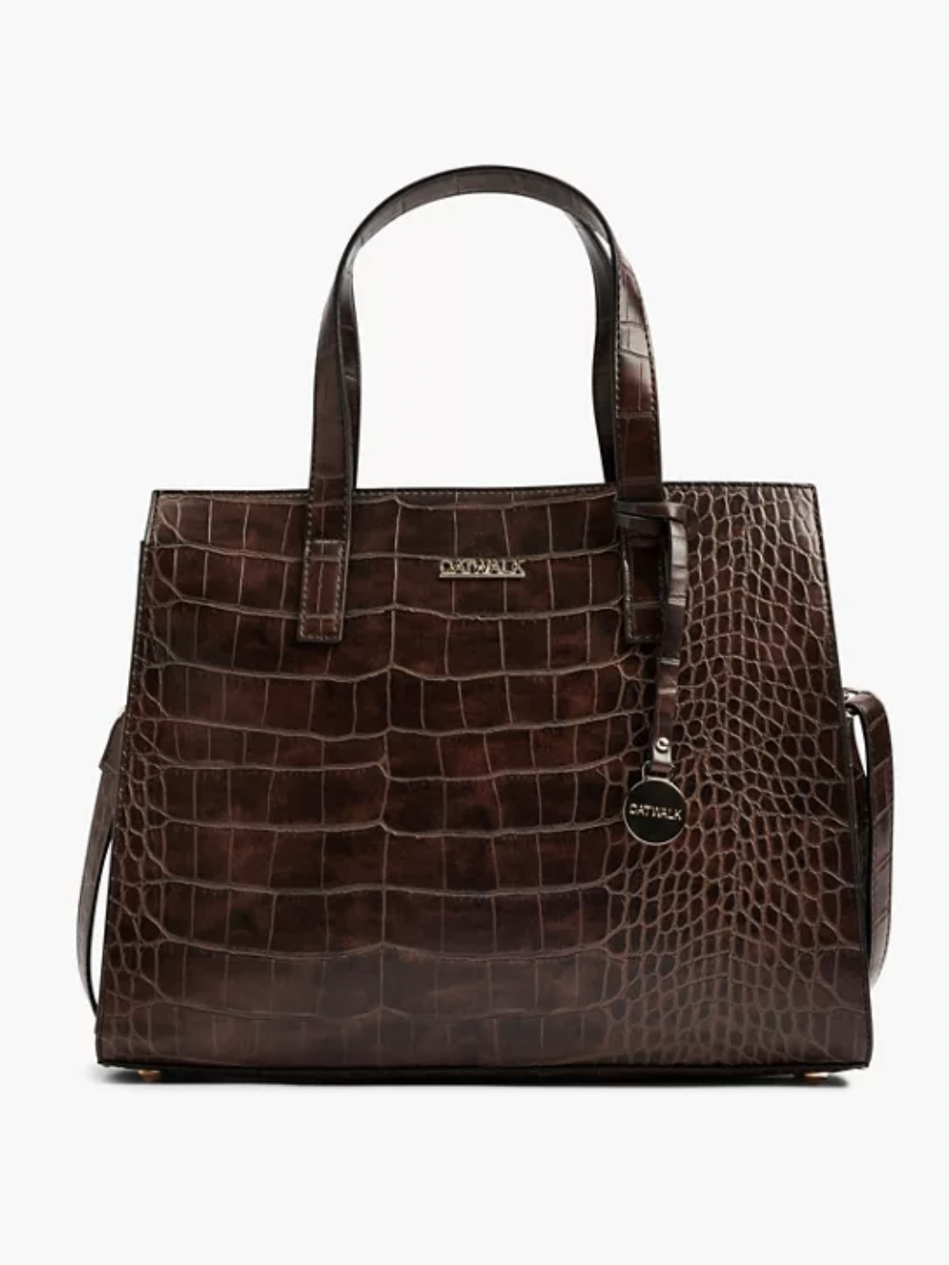 braune Tasche mit Krokodil-Optik von Deichmann Shopper