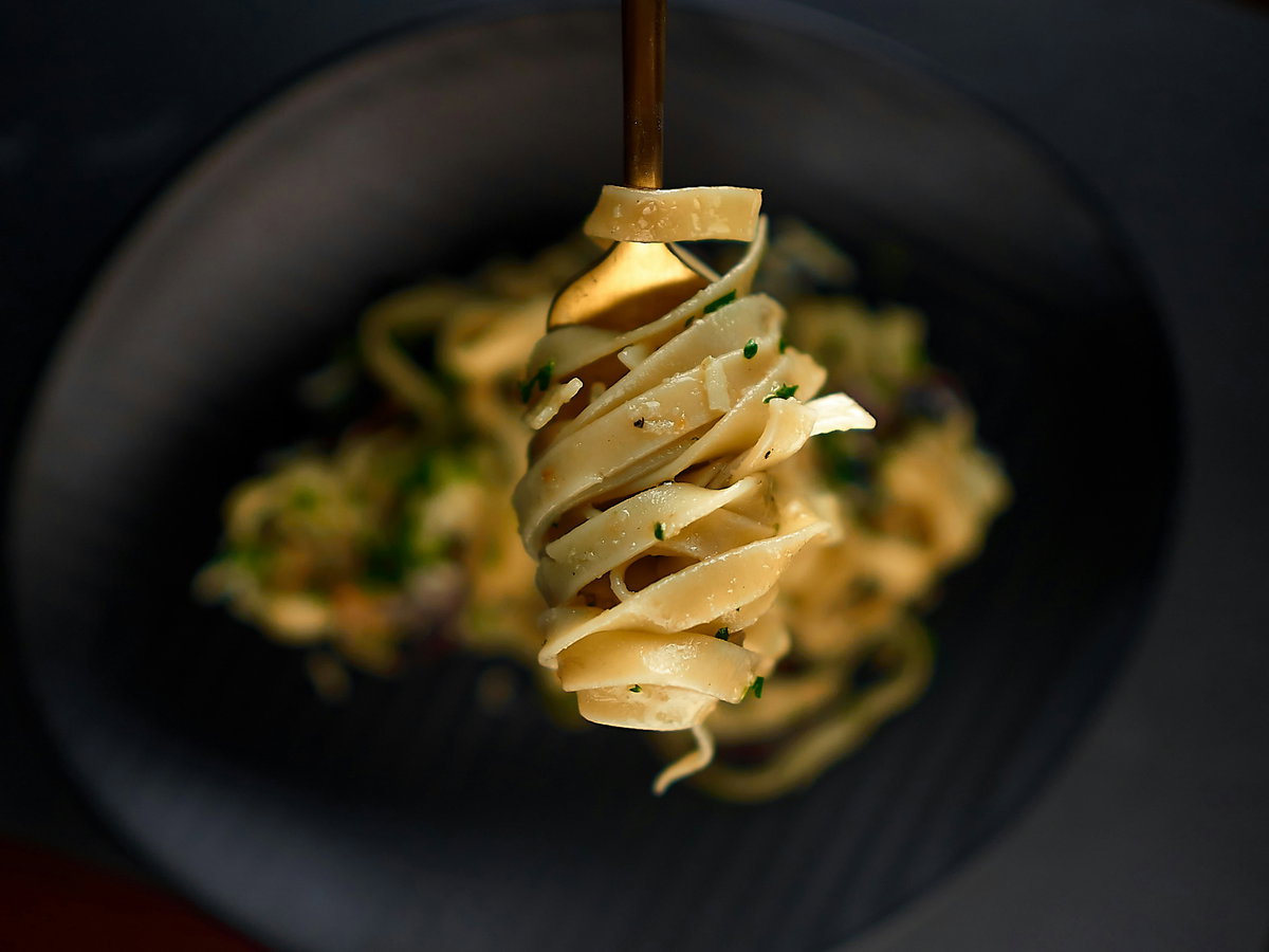 Pasta auf Gabel