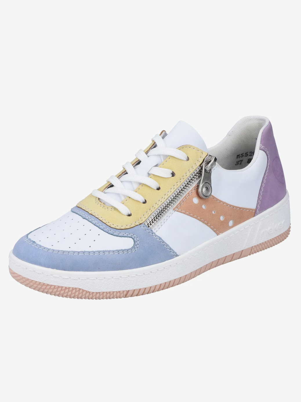 Sneaker mit bunten Details und der Grundfarbe weiß von Rieker mit Reißverschluss
