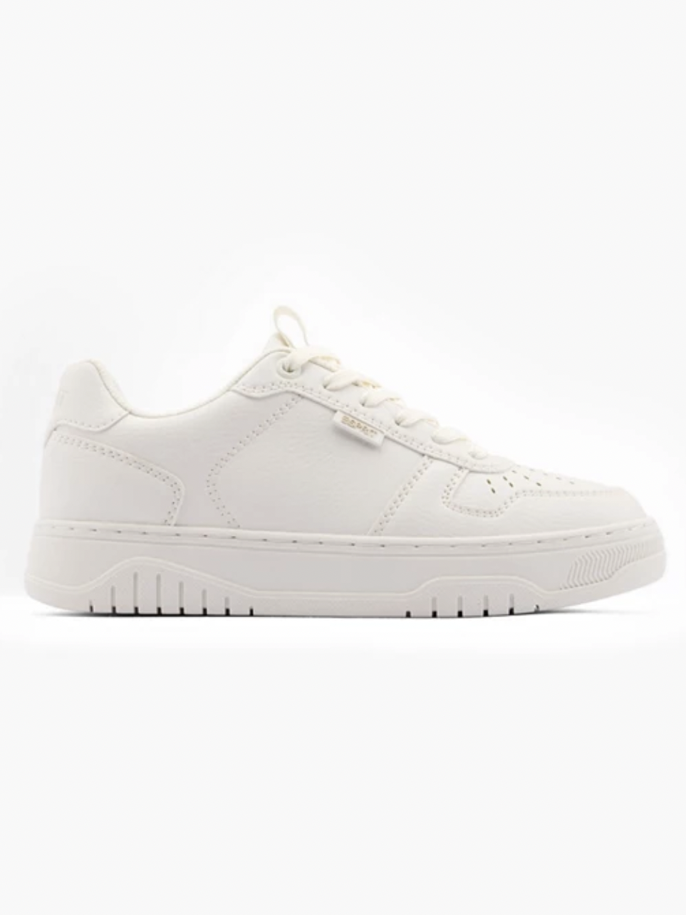 weiße Sneaker von Deichmann mit Plateau und Ziernähte