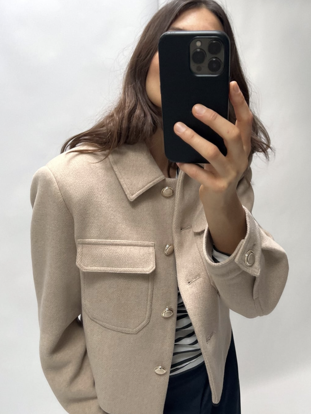 Kurze Jacke aus Wollmischgewebe