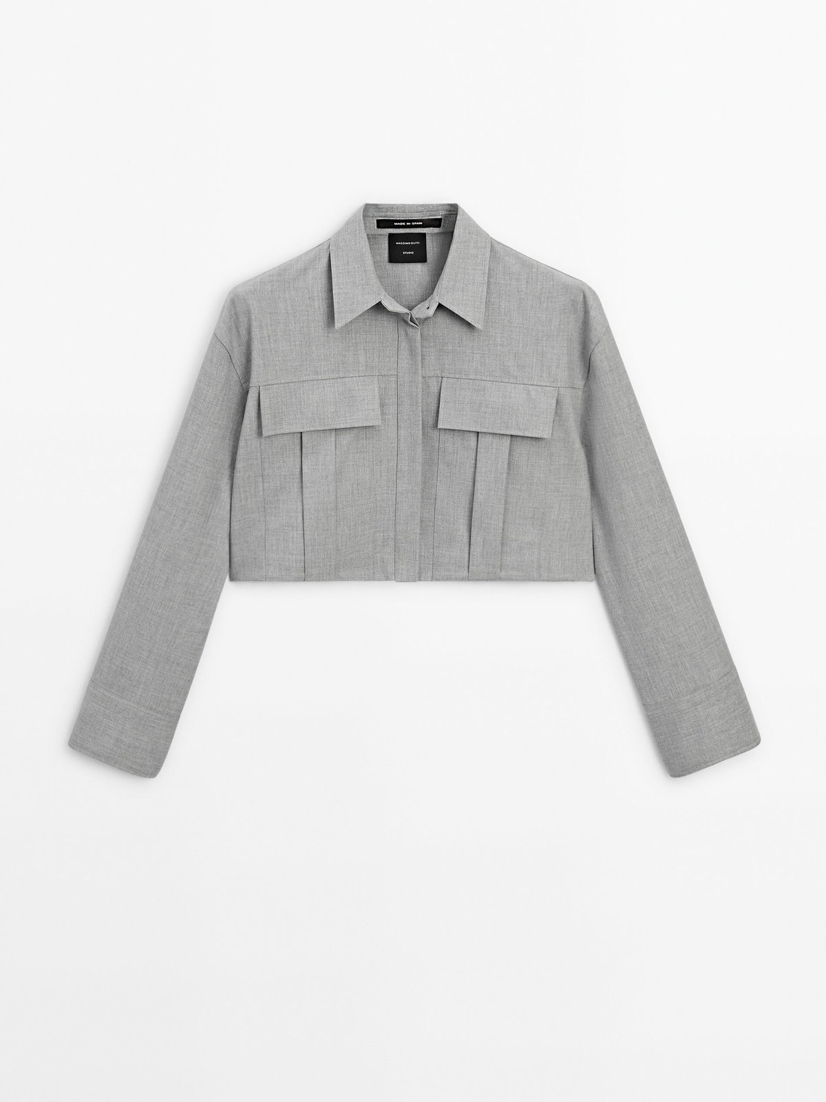 Cropped Hemd in Grau von Massimo Dutti