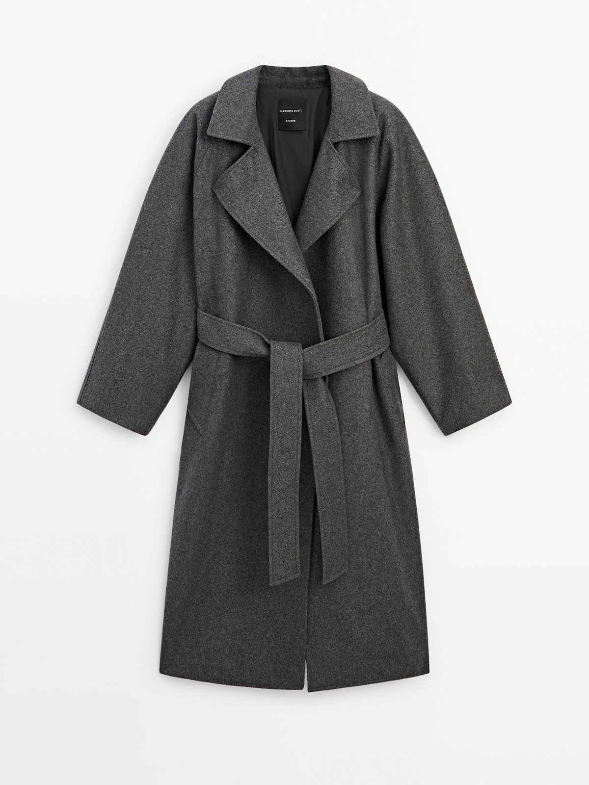 Oversized Mantel in Dunkelgrau von Massimo Dutti