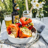 Gefüllte Paprikaschoten mit Gorgonzola vom Grill
