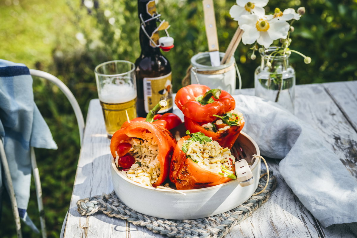 Gefüllte Paprikaschoten mit Gorgonzola vom Grill