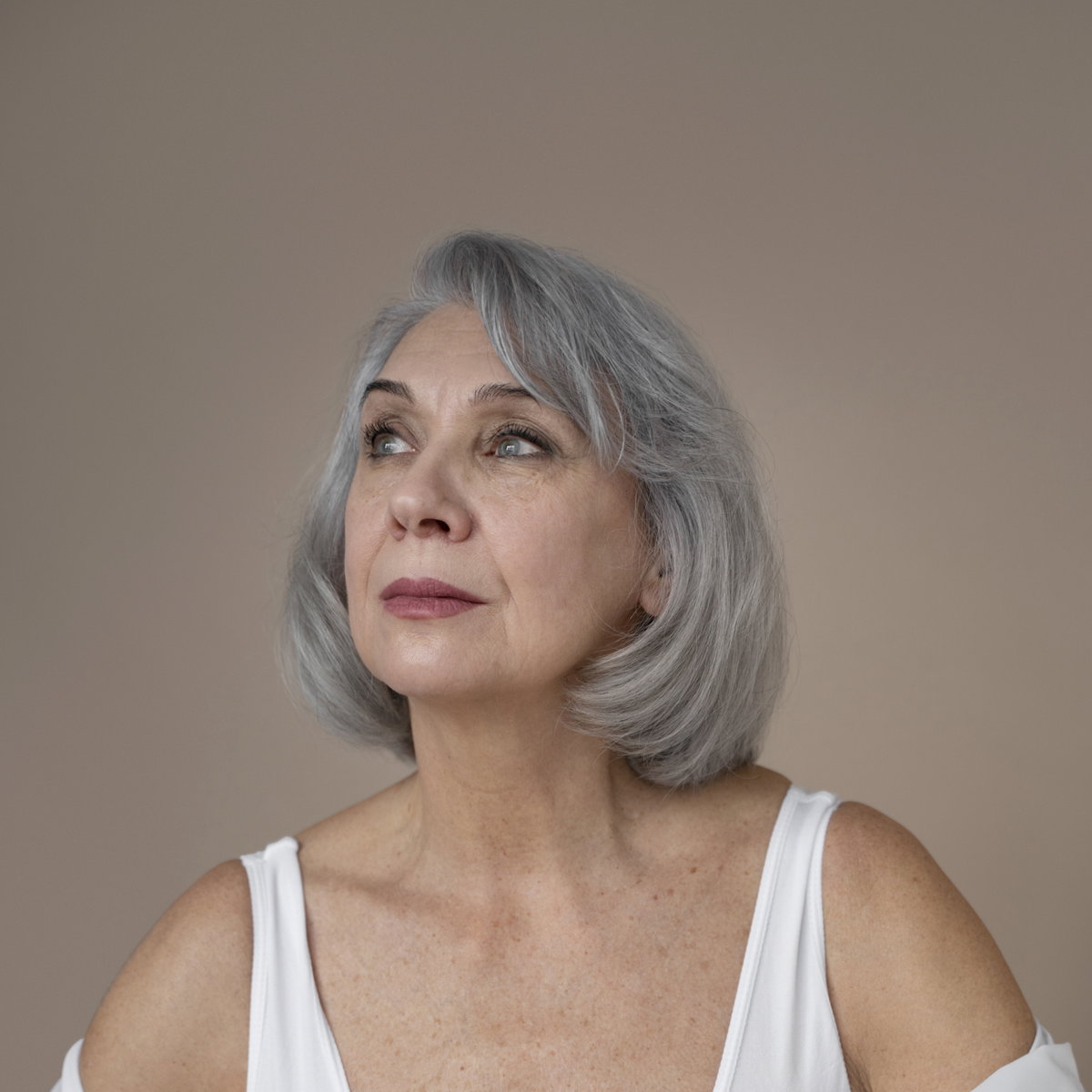 Frau mit grauem Haar