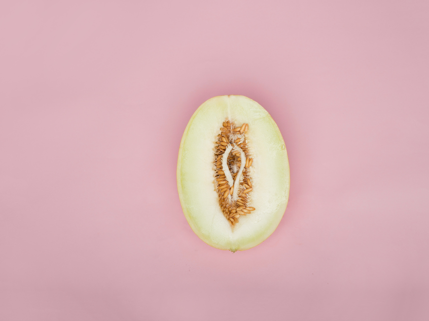 Honigmelone in Form einer Vulva
