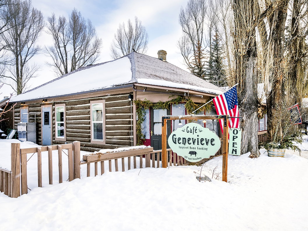 Cafe Genevieve im Winter Jackson Hole Wyoming