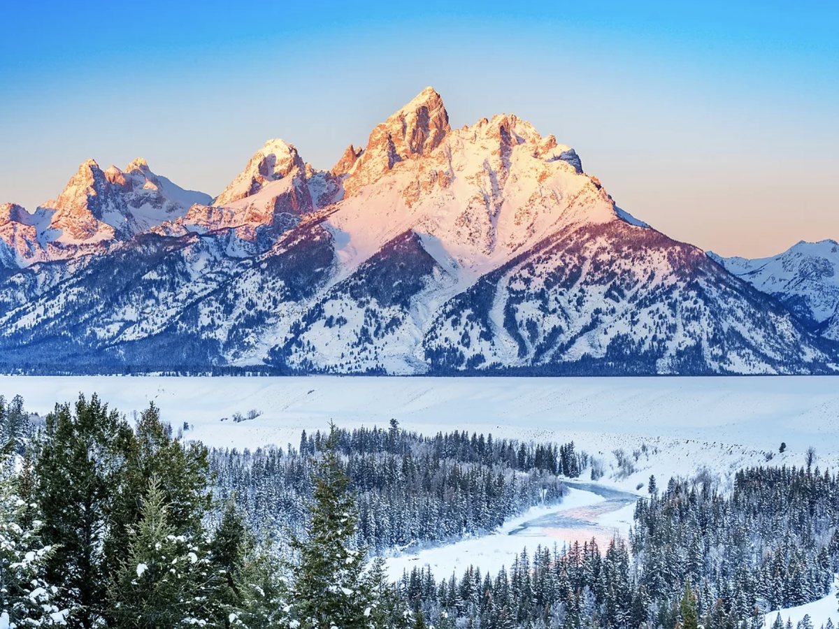 Sonnenstrahlen auf die Teton Bergkette