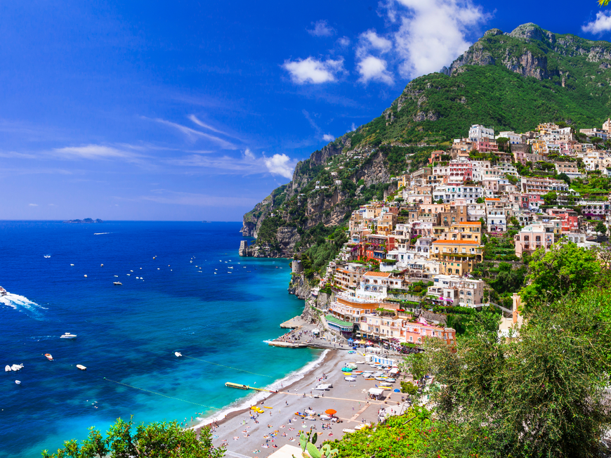 Die malerische Positano an der Amalfi-Küste in Italien.