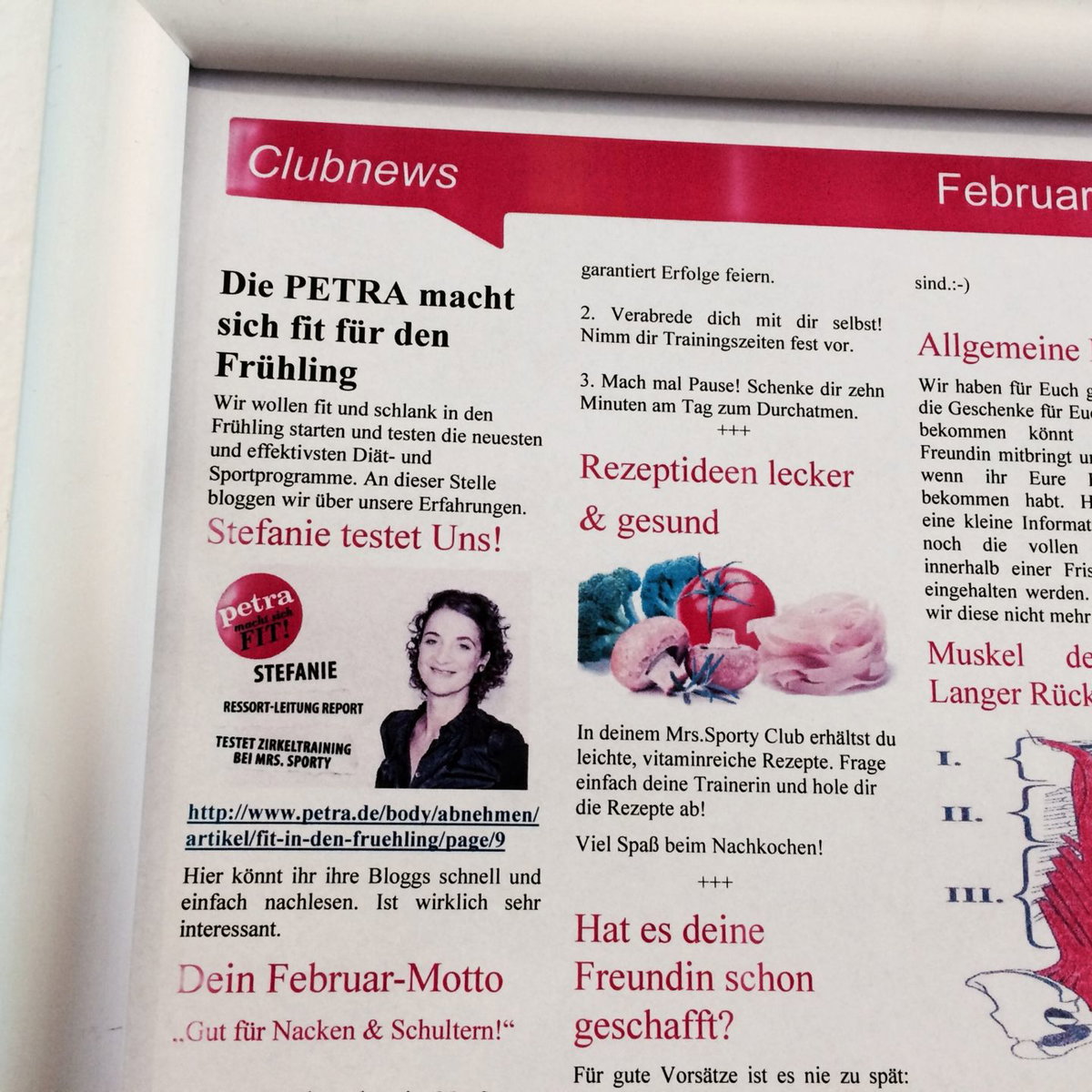 Stefanie im Mrs. Sporty Club Newsletter